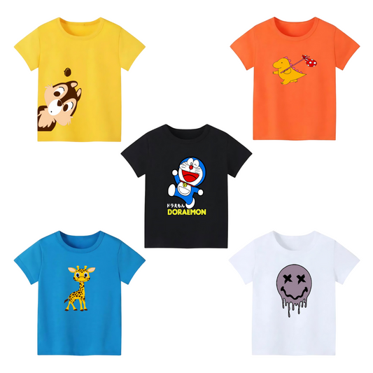 Pack of 5 Printed T-shirts For Kids - Kids N Tees